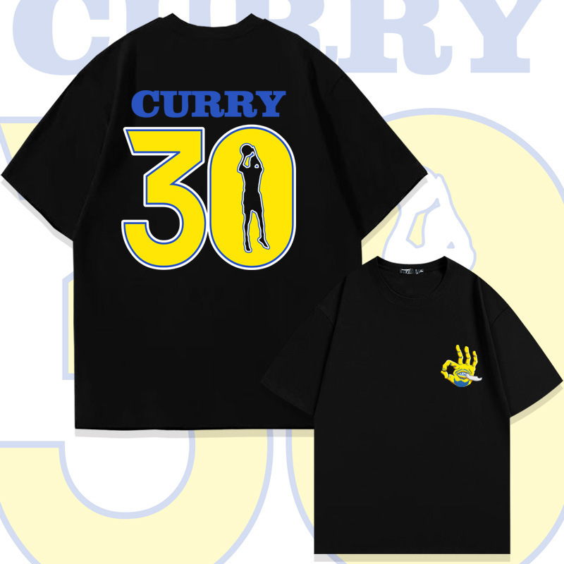 Stephen Curry No. 30 Pure Cotton Short-Sleeved T-Shirt Men's Summer Trendy Casual Loose Off-Shoulder Half-Sleeved Tops
