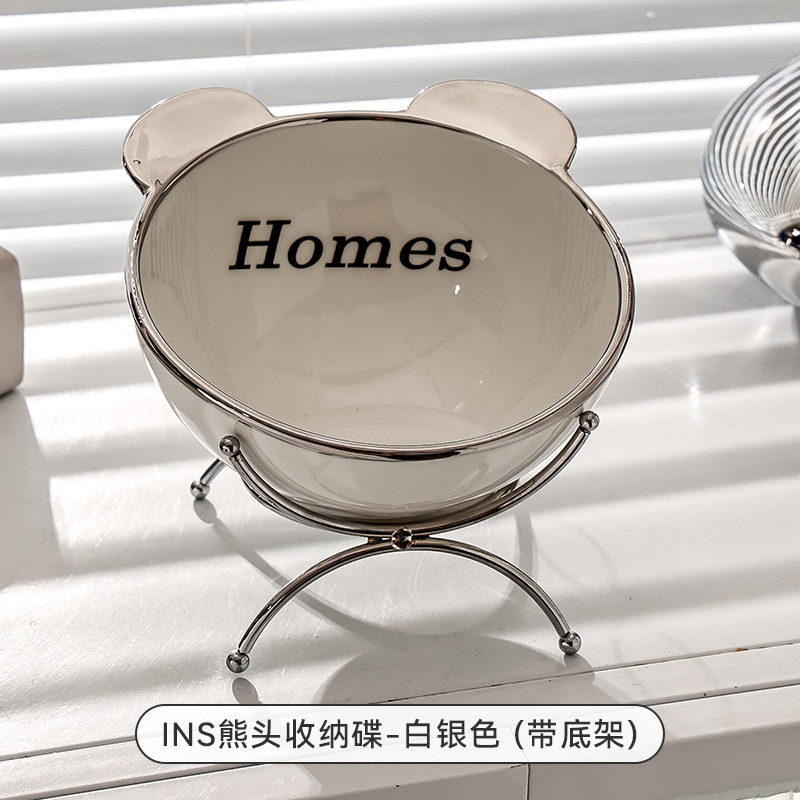 곰 머리 저장 디스크-화이트 실버 [베이스 포함]