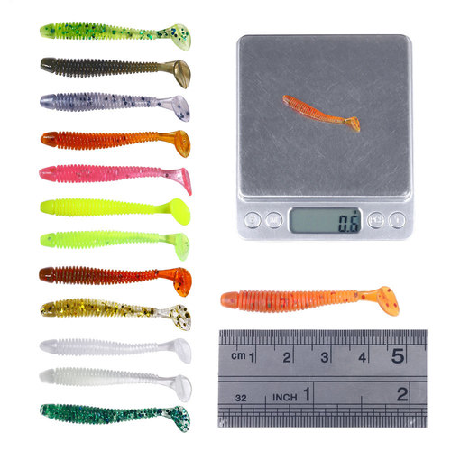 Threaded T-tail soft bait wholesale 50/bag Luya bait spiral root fishing small T-tail soft worm soft bait fake bait so033