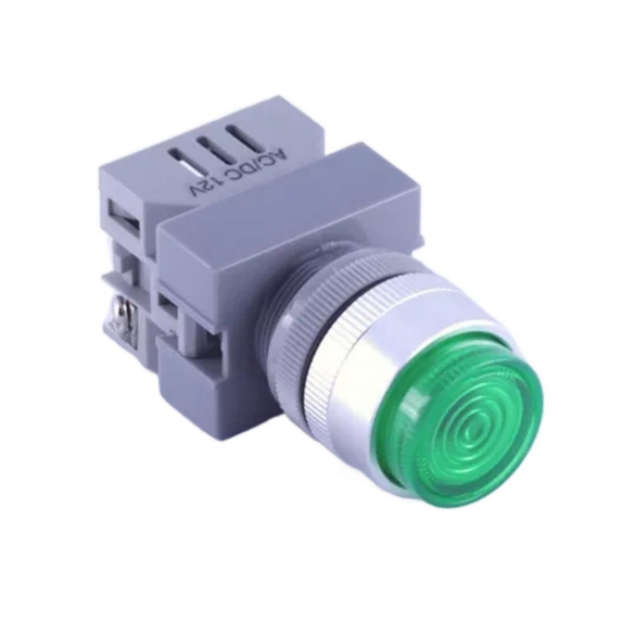 ELEWIND意稳22MM塑料螺旋端子平头信号灯绿色帽子信号灯指示灯