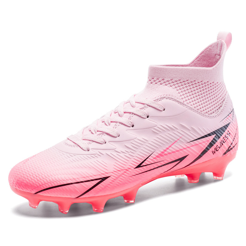 Nuevos zapatos de fútbol transfronterizos para hombres y mujeres de alto nivel estudiantes adultos competición del campus zapatos de clavos largos fábrica de zapatos de entrenamiento femenino