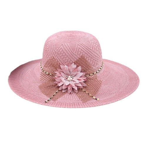 帽子女夏季出游防晒遮阳草帽防紫外线太阳帽大帽檐草编海边沙滩帽