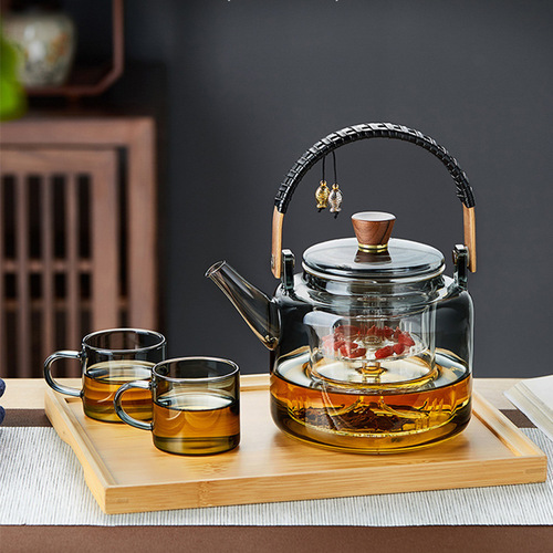 High borosilicate glass teapot Pisces lifting beam household open fire electric ceramic stove kettle steaming tea set tea set