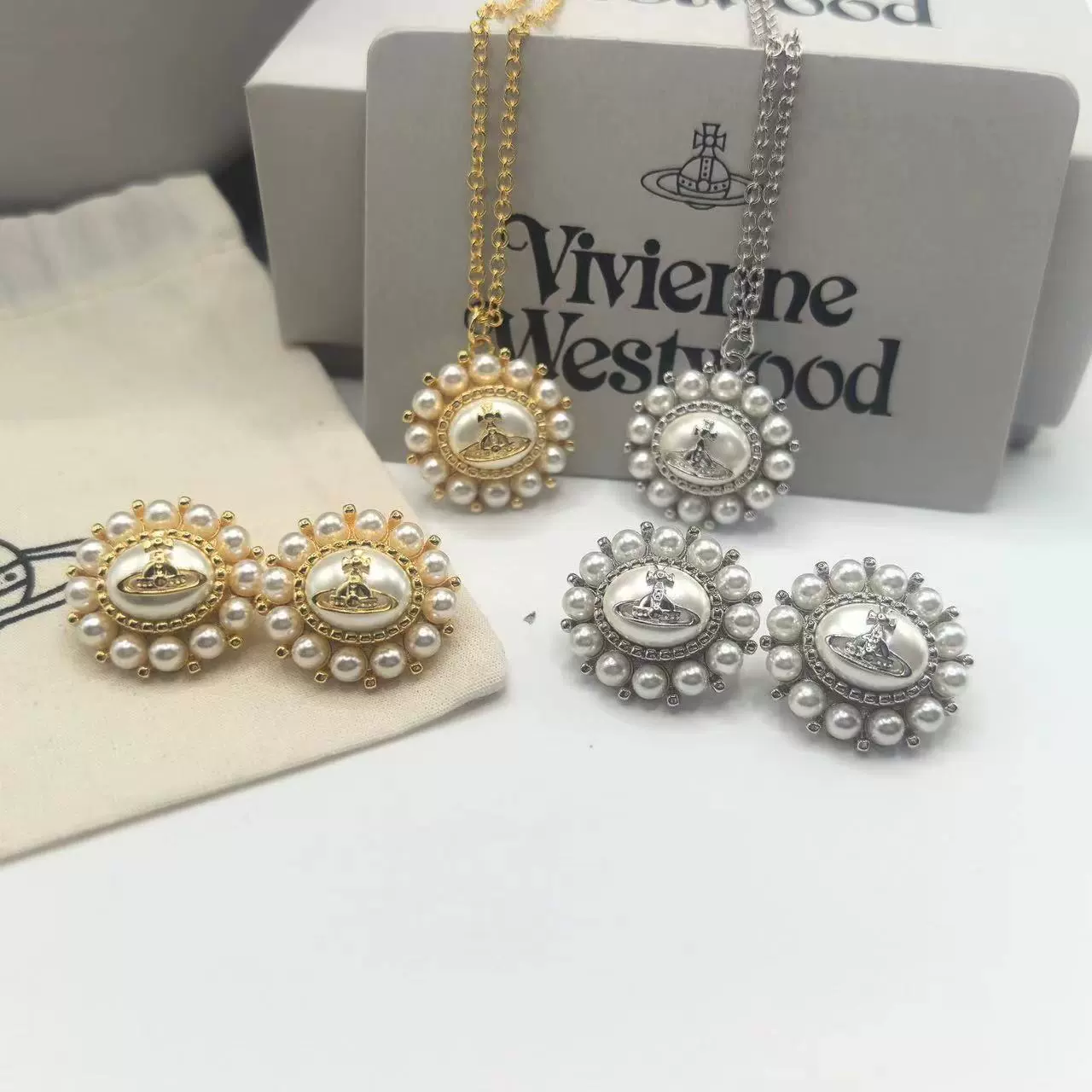 Осенне-зимние серьги AMAYA от Vivienne Westwood Queen Mother Sunflower Saturn Pearl