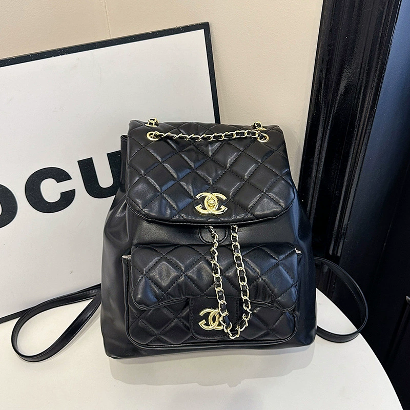 Рюкзак стеганый цепочками (в стиле Chanel) Универсальная школьная сумка, высококачественный алмазный узор