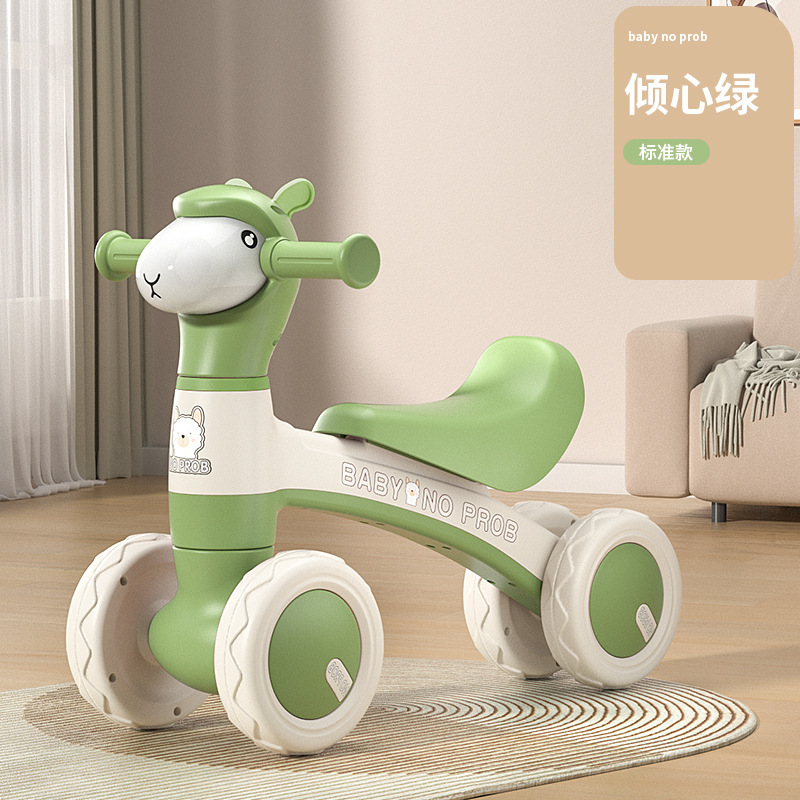 跨境批发现货儿童滑行车四轮羊驼平衡车宝宝溜溜车1-3婴儿无脚踏