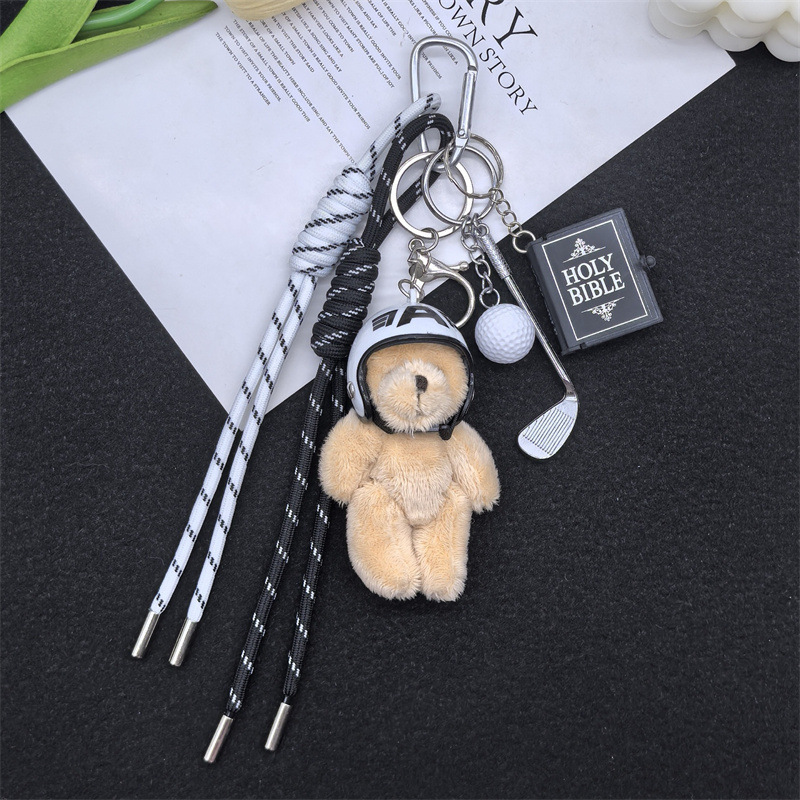 国境を越えてよく売れている関節熊のぬいぐるみのキーホルダーdiy手作りの編みひものストラップ|undefined