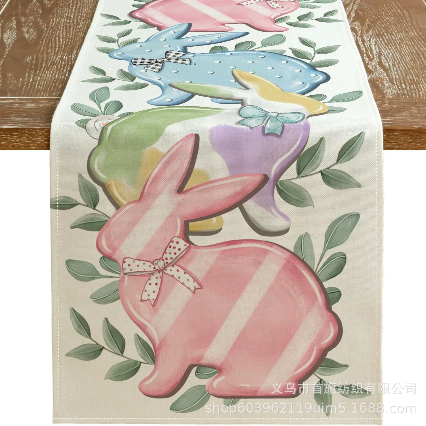 Amazon Best Selling Easter Bunny Egg Table Runner Restaurant Tabletop Holiday Party Home Decoration Table Runner