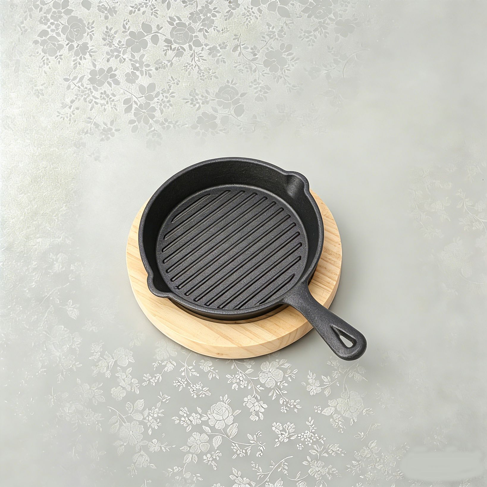 Placa Redonda de Hierro Fundido para Barbacoa, Antiadherente, Fácil de Limpiar, para Restaurantes