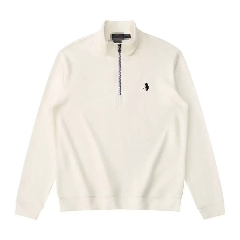 Spring and Autumn Cross-Border Men's Pure Cotton Half-Cardigan Zipper Sweatshirt Classic Pony Embroidery Casual Sports Stand-Up Collar Jacket