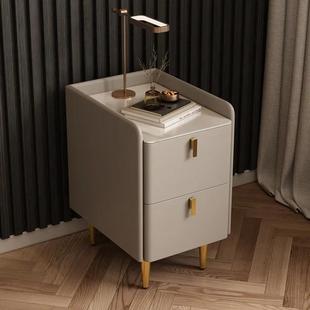 Italian Style Bedside Table Bedroom Household Simple Modern Bedside Cabinet Storage Storage Cabinet Light Luxury Rock Board Simple Integrated