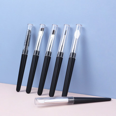 Portable cosmetic tool accessories makeup brush with multi-functional transparent dust cover silicone lip brush brow brush eyeliner brush