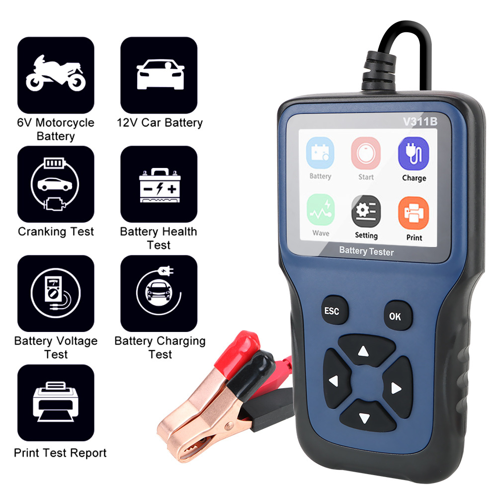 V311B Portable 12v Car Battery Tester Charger 电瓶检测仪阿里巴巴
