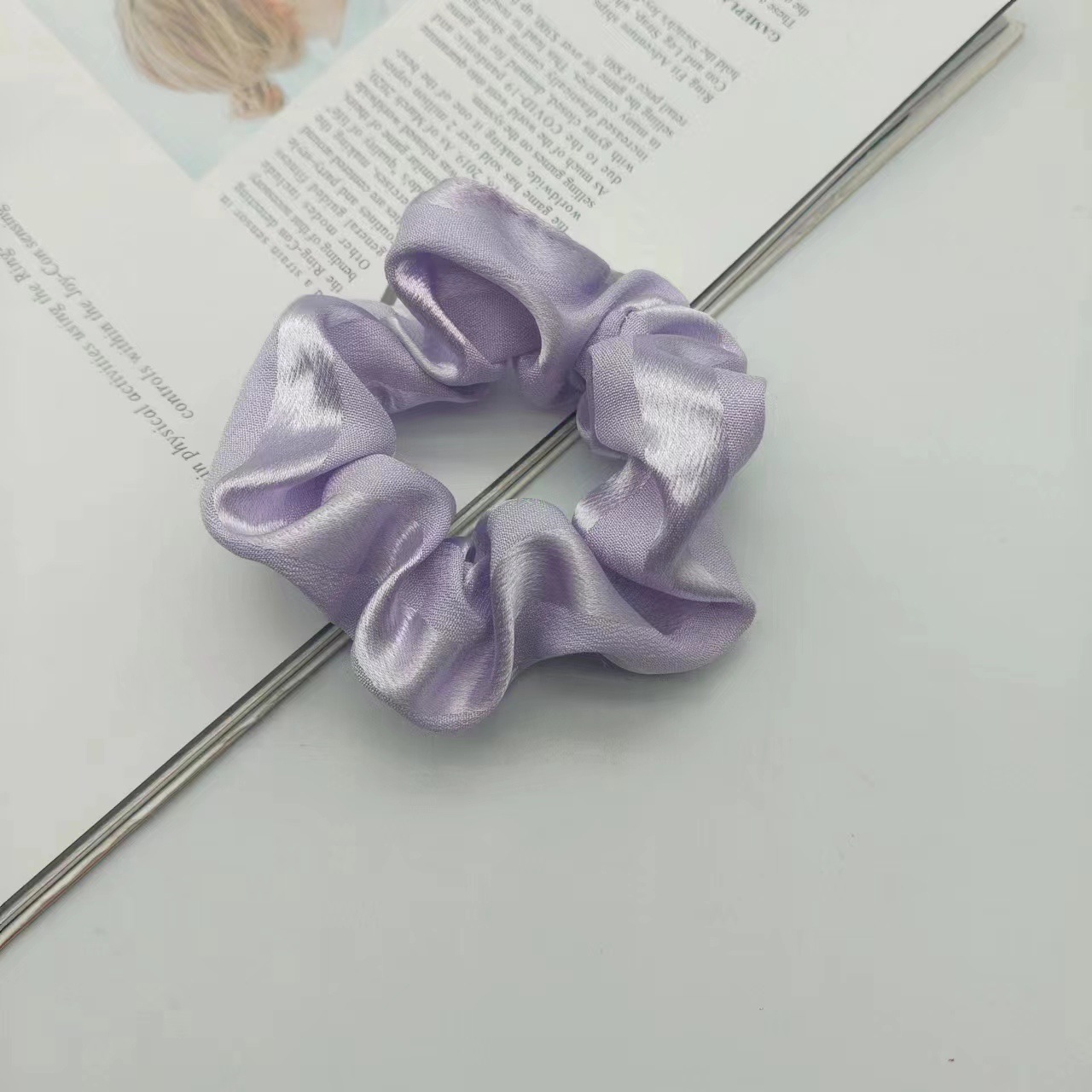 Fascia per capelli in tessuto di salsiccia grassa retrò francese, in tinta unita, con doppi noodles di cristallo, transfrontaliera europea e americana_voghion.com