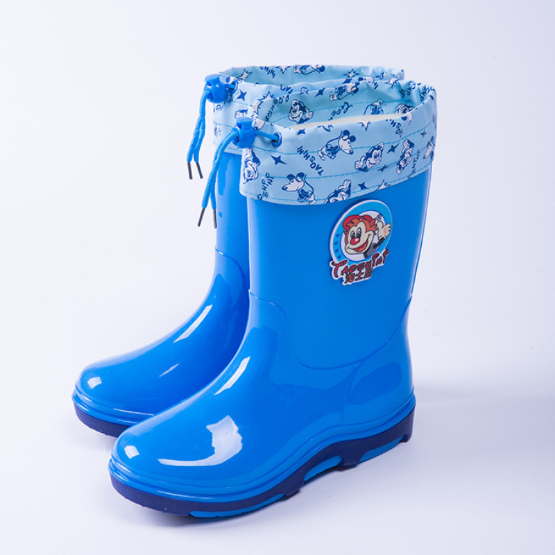 Children's Rain Boots High-Top Non-Slip Fleece-Lined Warm Water Shoes for Boys and Girls, Big Kidsren, Baby Students, Rain Boots and Rubber Shoes