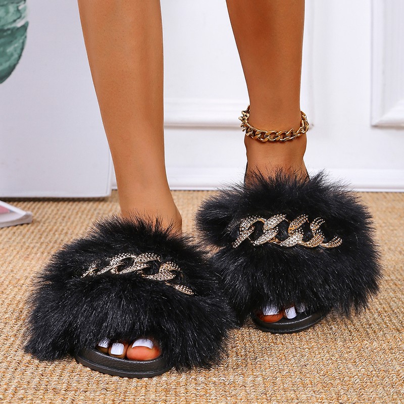 women s Faux fox fur slippers nihaostyles wholesale clothing NSHYR78494