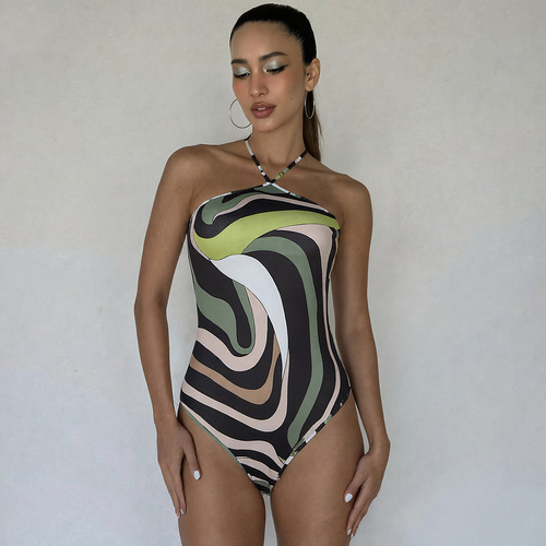 Euro-American Style 2025 Summer Cross-border New Streetwear Creative Digital Print Strapless Backless Tight Bodysuit