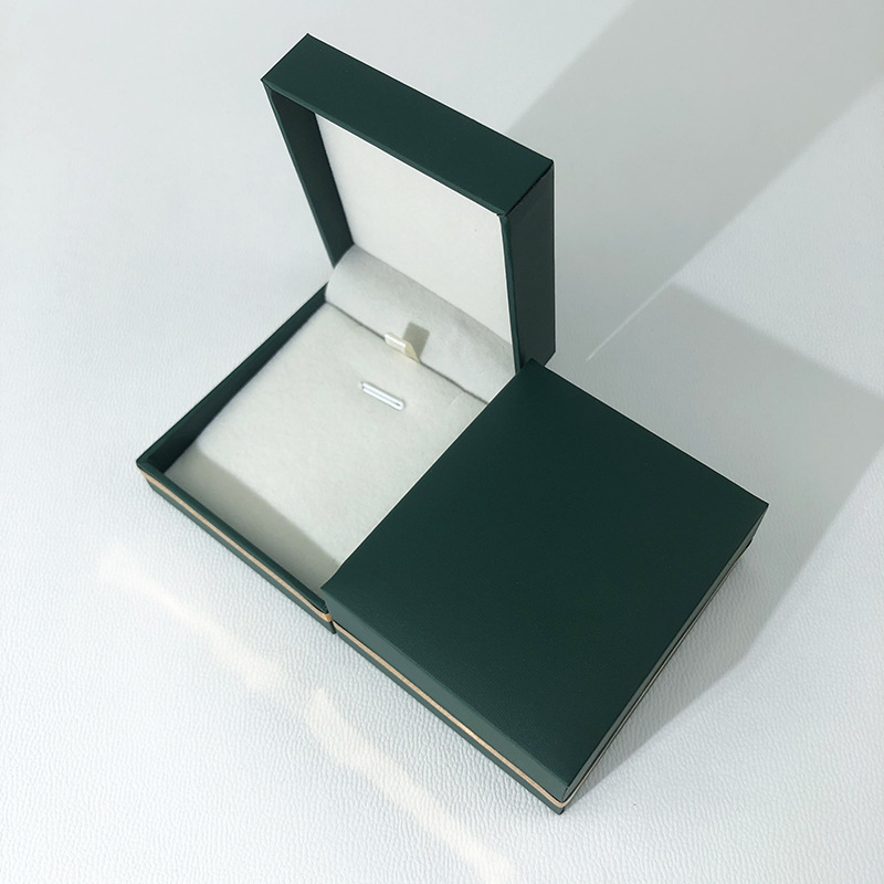 Nuevo borde dorado cuero ángulo recto Flip joyero anillo colgante pendientes de moda caja de joyería ventas directas de la fábrica