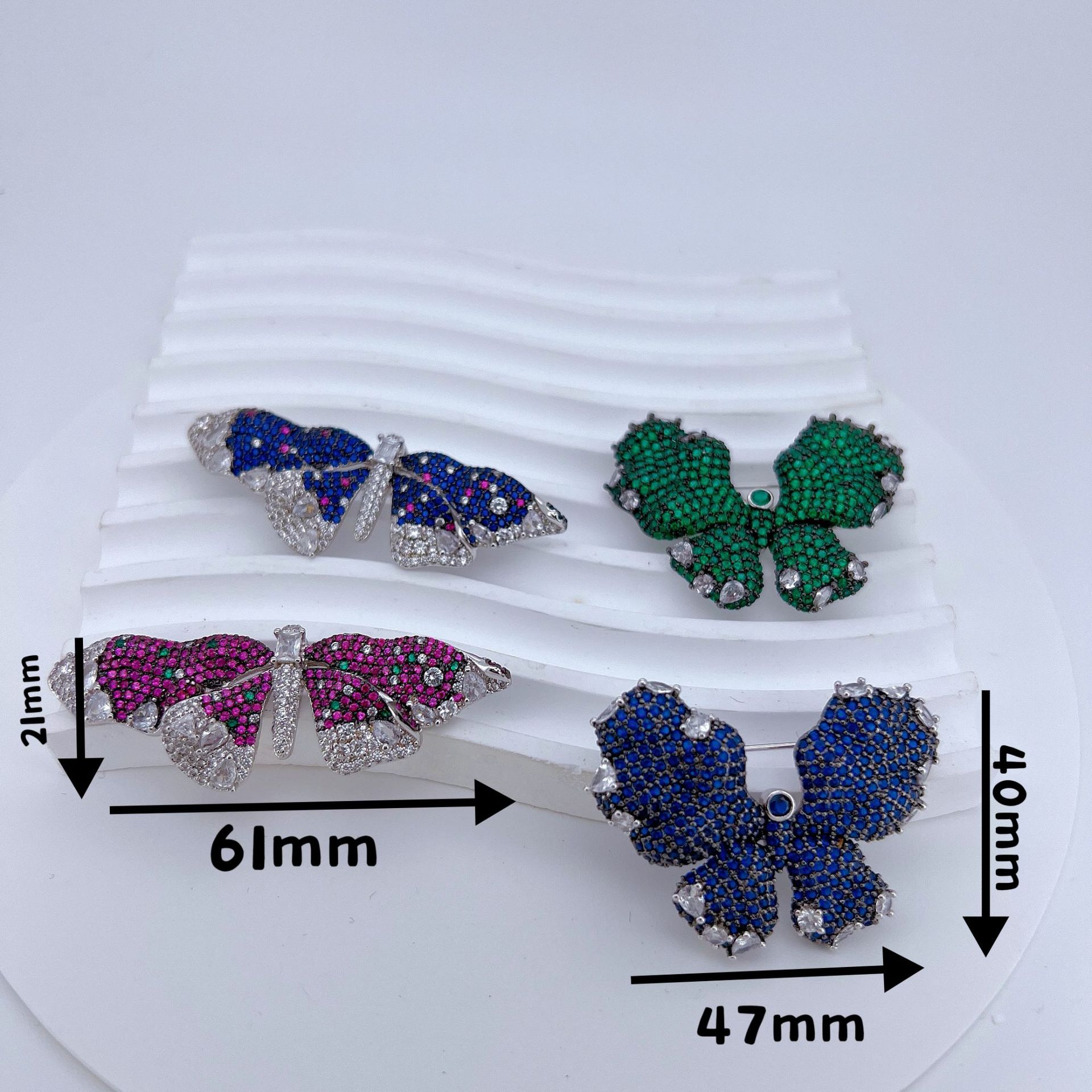 11g Weight Zircon Inlay Material Elegant Glam Pin Butterfly Copper Zircon Women's Brooches
