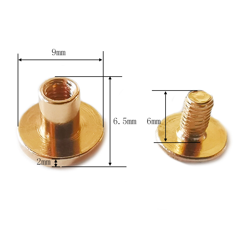 Clavo del libro de cuentas, cerradura de par de niño y madre dorado, tornillo de una palabra, álbum de fotos, calendario de escritorio, receta, par de remaches de niño y madre, tachuelas de cuero