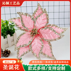 クリスマス装飾品金辺のベルベットの花の造花の置物人工花旧正月の客間の花瓶の挿し木シミュレーション花