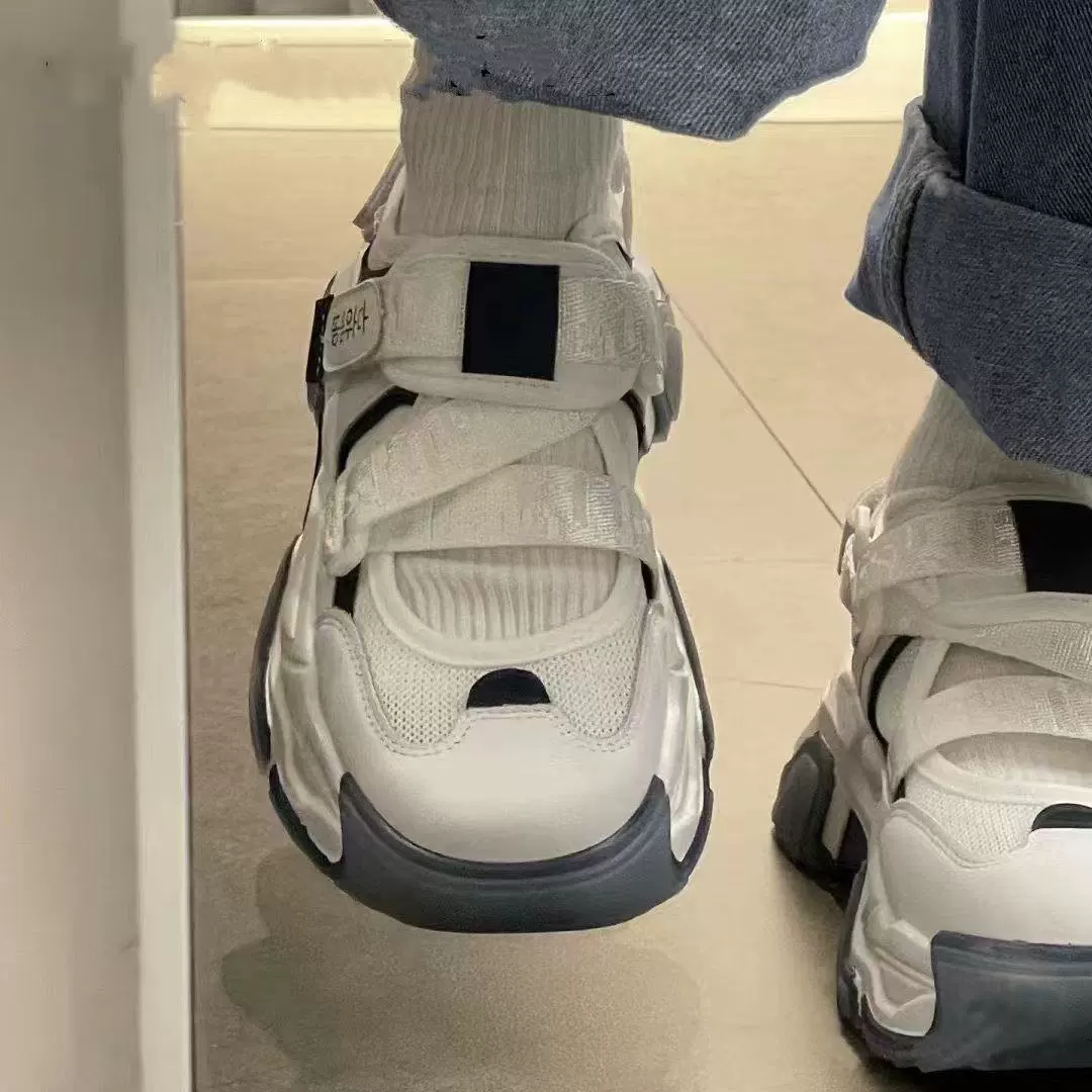 Летние спортивные туфли, трендовые дышащие модные обувь платформа с липучкой