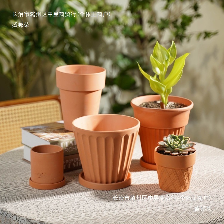 赤い陶器の植木鉢、吸水性、通気性、根腐れしない粘土トレイ、浮遊粘土ポット、大型の緑の植物多肉植物ポット|undefined
