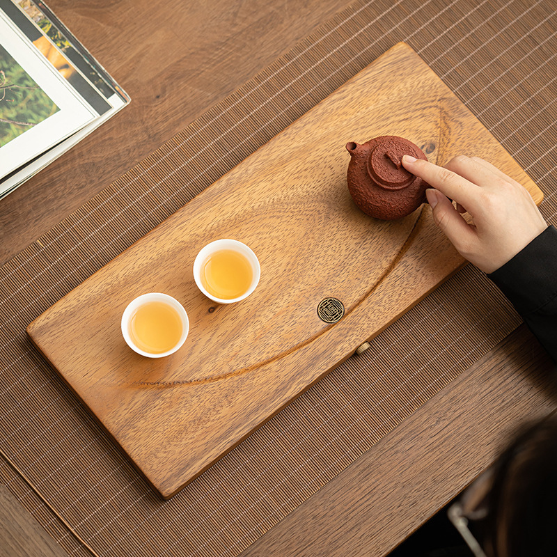 bandeja de té de drenaje transfronterizo de nuez tronco entero pequeño set de té de kung fu de alta gama bandeja de té de doble propósito