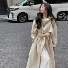 2025新款韩版中长款斗篷外套高级感赫本风毛呢大衣女