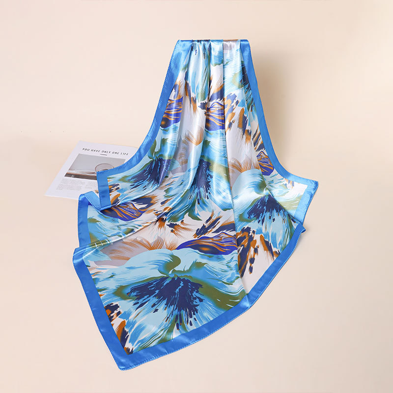 Spring/Autumn New 90cm Square Satin Silk Scarf Trendy Versatile Shawl Fashion Headscarf For Women European And American Style Printed_voghion.com