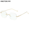 Jennie same glasses Mi Ding sunglasses female anti -Blu -ray frameless flat light mirror can be equipped with a near -visual mirror red sunglasses