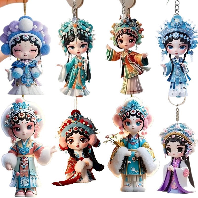 Popular Chinese-Style Peking Opera Pendant 2D Flat Acrylic Opera Character Decoration Keychain National Trend Popular Chinese-Style Peking Opera Pendant 2D Flat Acrylic Opera Character Decoration Keychain National Trend