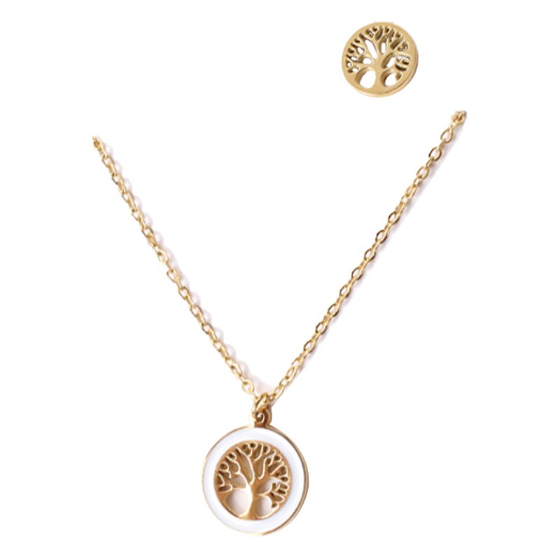 European and American simple life tree set gold necklace women 18k stainless steel earrings jewelry spot titanium steel earrings wholesale