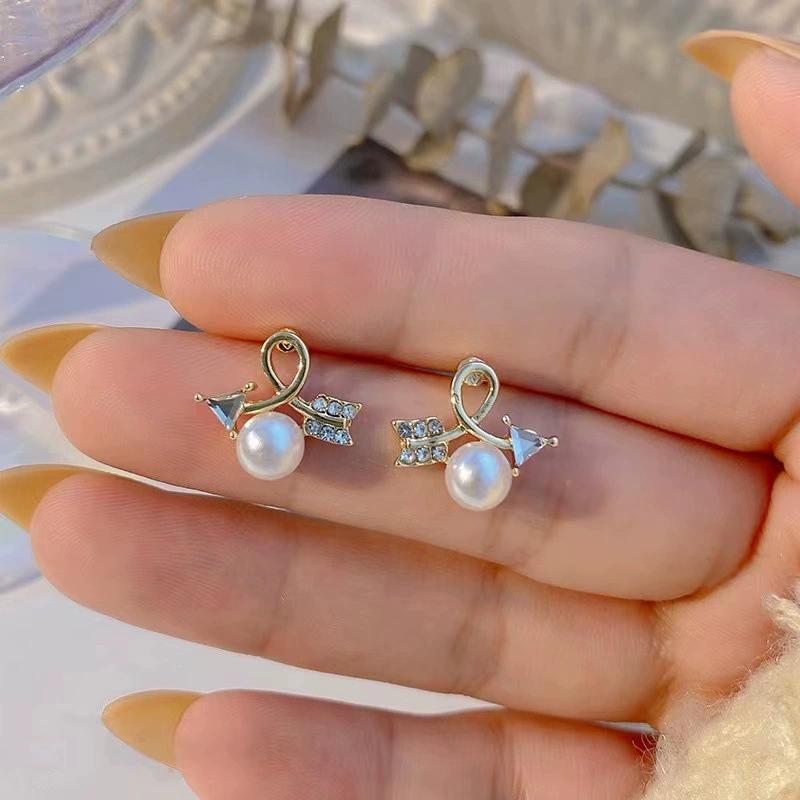 Серебряная игла из жемчуга, стильные универсальные серьги, образец серебро 925, простой и элегантный дизайн, оптом