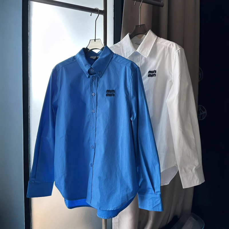 Shirts in Stock High-End Version "Shenzhen Nanyou" Miu Series Shirts Boyfriend Style Age-Reducing Shirts Women's Tops