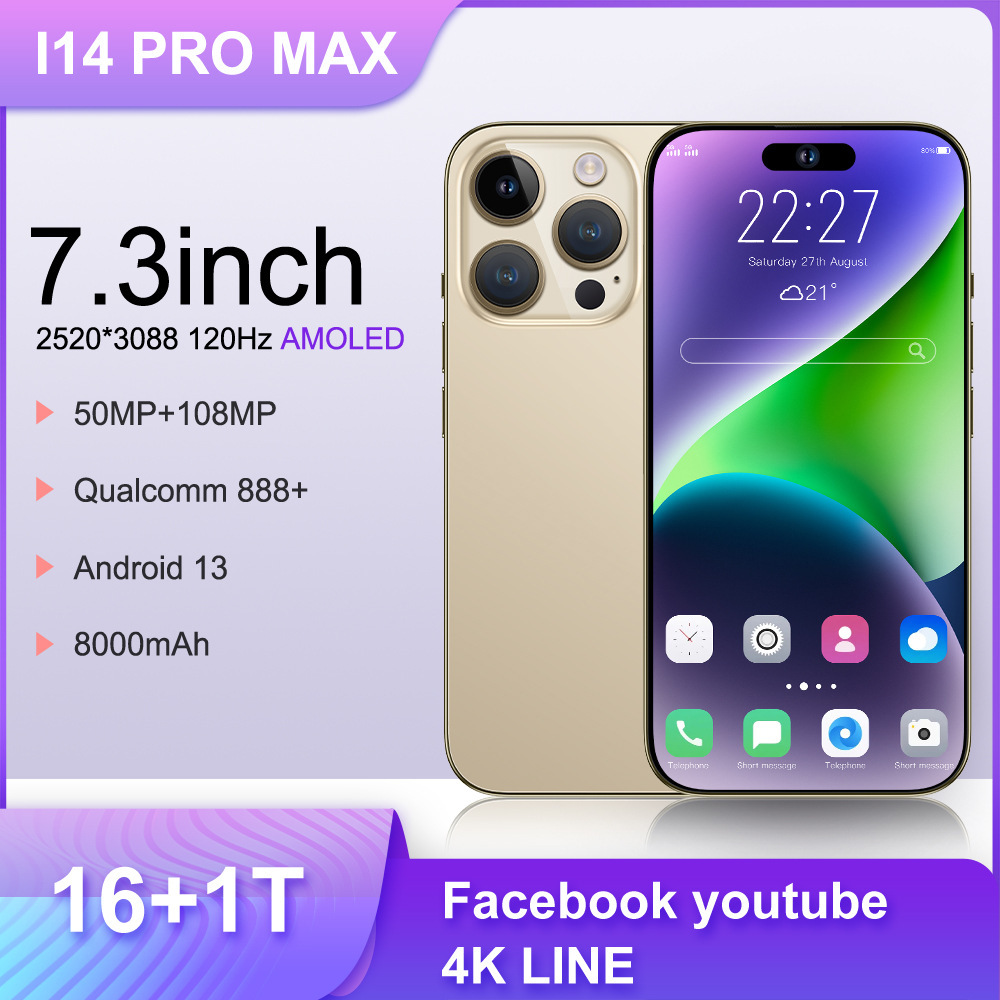 Cross-border mobile phone i14pro max real 4G Android real perforated 7.3 large screen cross-border high-end mobile phone wholesale spot