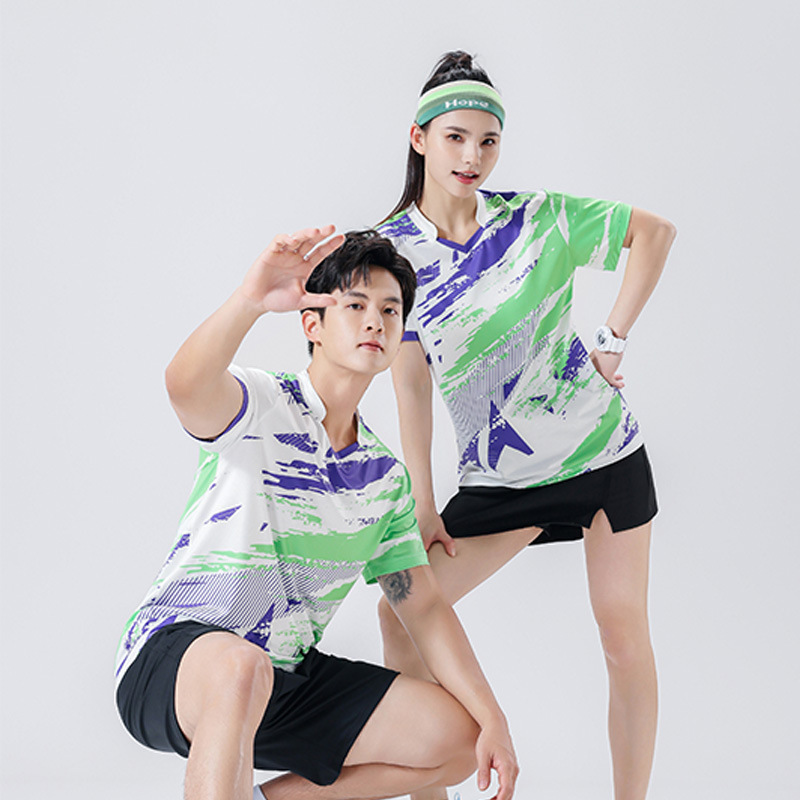 Short-sleeved Printing Badminton Sports suit Men's Quick-drying Tennis Clothing Table Tennis Clothing Competition Training Team Clothing Women's Jersey