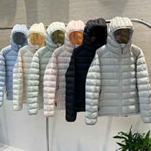 90白鸭绒排骨羽绒服女轻薄短款2025冬新款轻便简约情侣连帽外套男