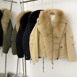 Luxurious European Goods 2025 Winter New Fur Fox Fur Collar down Jacket Women's Short Thickeneded Fashionable Parka Jacket