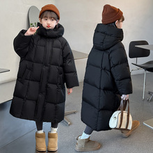 女童羽绒棉服外套2025新款儿童秋冬季加厚中长款连帽棉衣大童棉袄