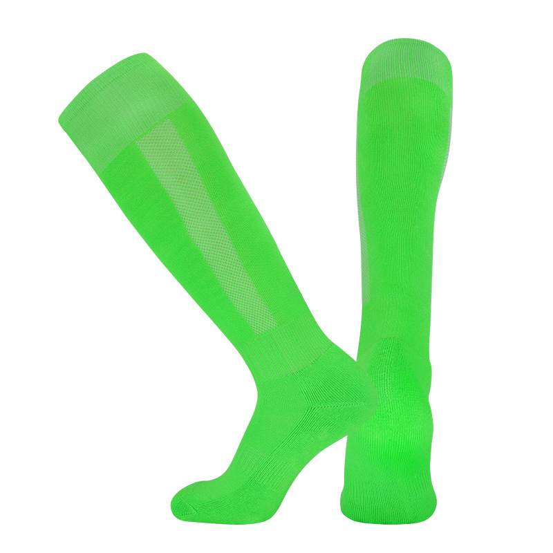 Calcetines de fútbol profesional de color sólido medias antideslizantes para hombres calcetines deportivos inferiores de toalla absorbente de sudor sobre la rodilla calcetines altos al por mayor