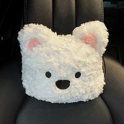 Seat cushion, seat cover | Cover - winter-plushwest-highland-white-terrier-headrest-with-little-ears-single-no-specifications