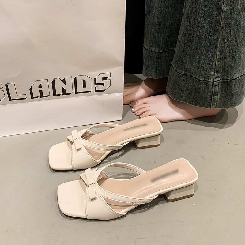 Zapatillas de tacón francés para mujeres 2026 verano nuevo primavera y verano de hadas arco zapatillas frías antideslizantes image 4