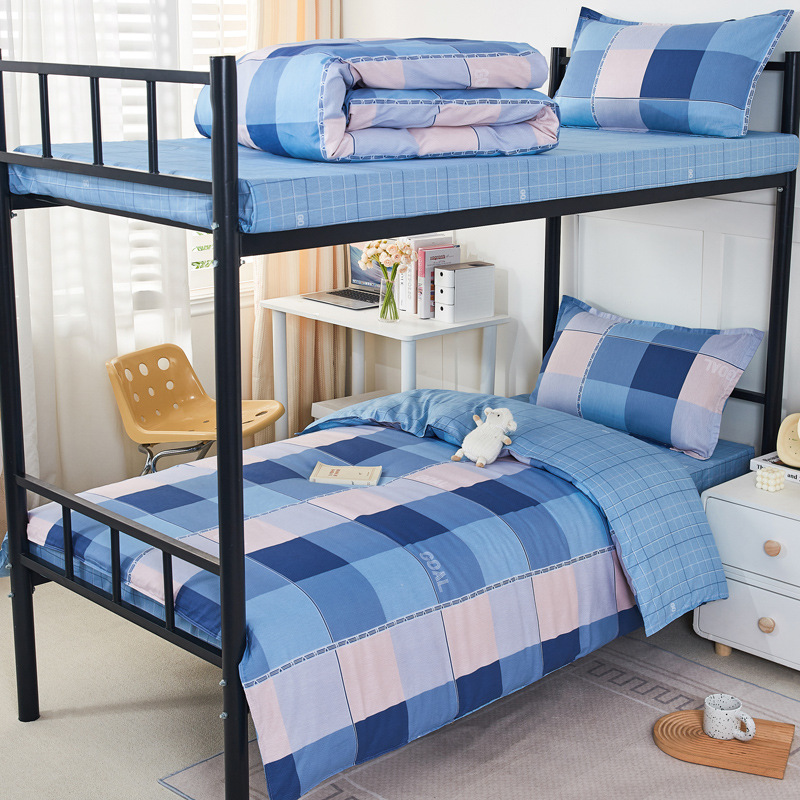 Estudiantes de tres piezas de dormitorio de estudiantes de algodón seis piezas de dormitorio de estudiantes de algodón cama al por mayor