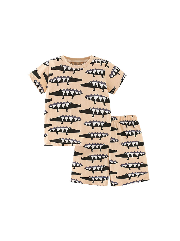 Malwee niños traje verano nuevo europeo y americano niños casual impreso cuello redondo cintura elástica traje de dos piezas