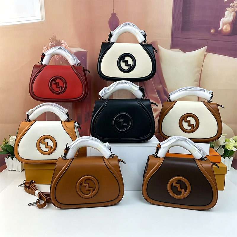 Cross-border retro color-blocked ring handbag, niche brand design color-blocked saddle bag, women's shoulder and crossbody bag