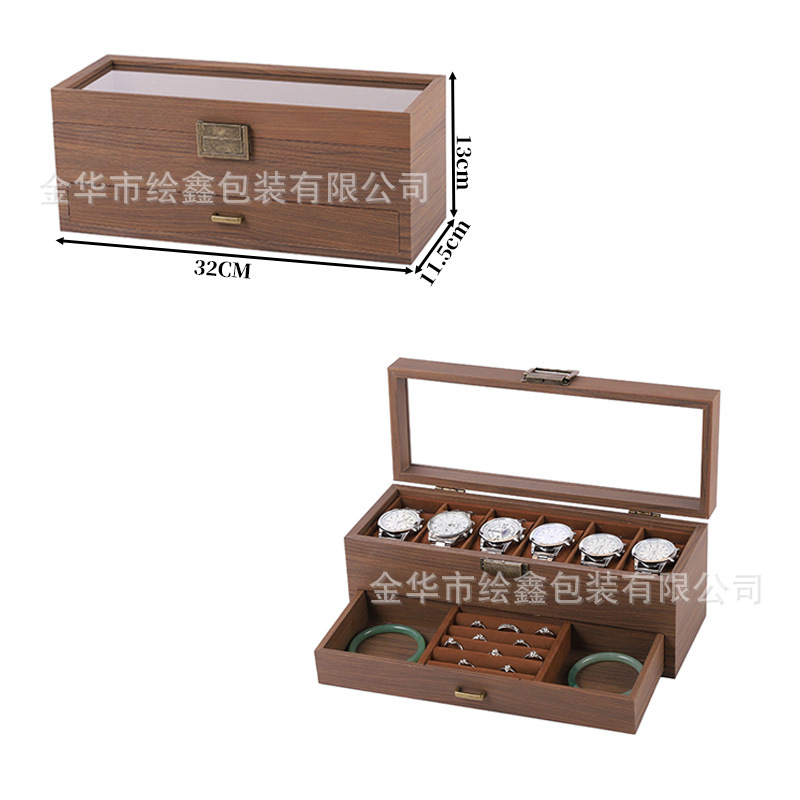 Caja de reloj Venta al por mayor Caja de accesorios de almacenamiento de relojes de alta gama Reloj de cuero spot Caja de exhibición de almacenamiento de ventana transparente