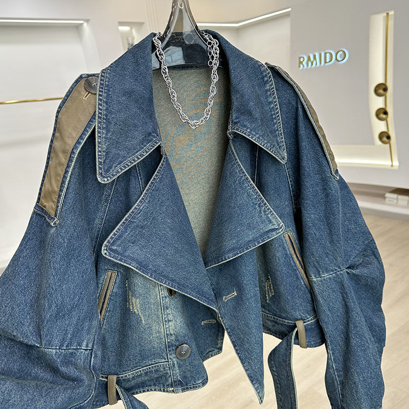 ​​Vintage Distressed Denim Jacket For Women – Loose Fit, Petite Short Style (S-XXXL, Vintage Blue/Bluish)​​_mkmklike.com