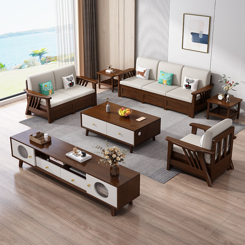 Simple sala de estar de almacenamiento en el hogar caja alta apartamento pequeño con concubina imperial invierno y verano nórdico de doble uso de madera maciza sofá combinación al por mayor