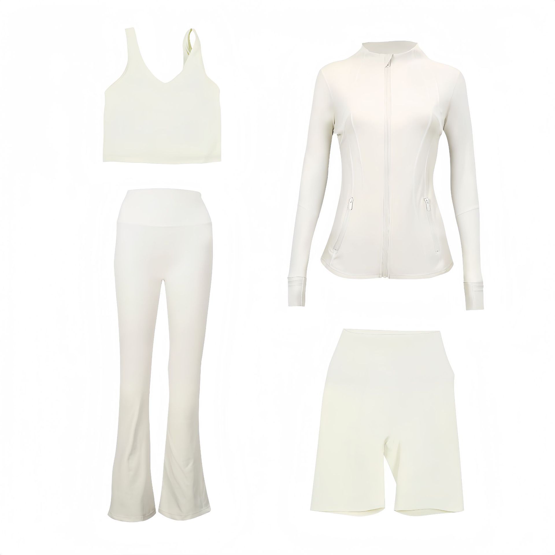 Dames sportkleding set slim fit u-hals top en flared broek_voghion.com